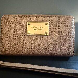 Michael Kors Tan Logo Wristlet Wallet
